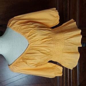 LOFT Apricot Blouse with Puff Sleeves - Large